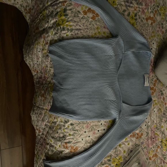 Light Blue Ribbed blouse Top - Picture 2 of 3